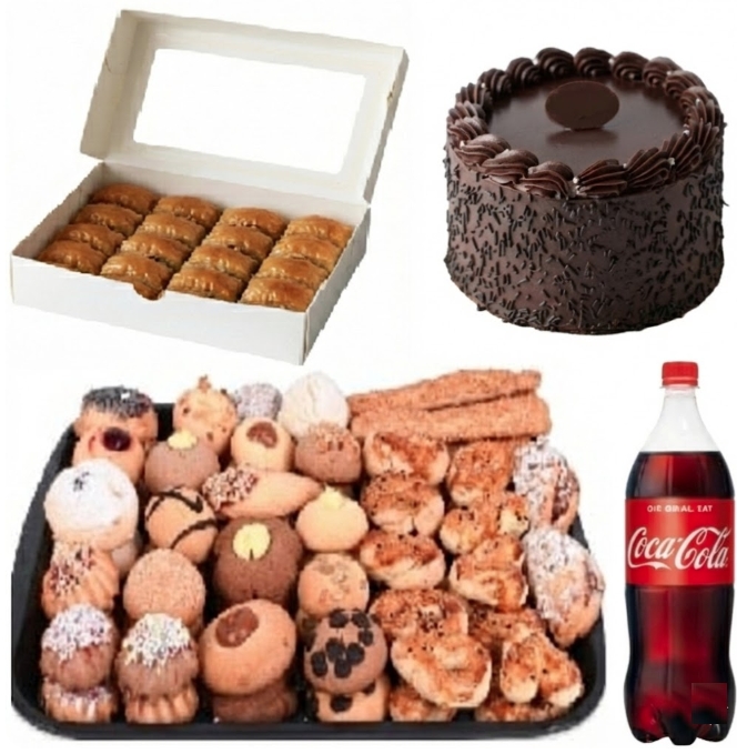 6-9 Kişilik Çikolatalı Yaş Pasta + Kuru Pasta + Cevizli Baklava Menü Antalya pasta