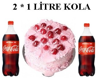 6-9 Kişilik Frambuazlı Yaş Pasta & 2x1 Lt Cola Antalya pasta