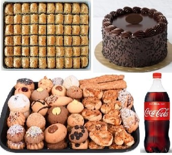Hepsi Bir Arada Tatlı Paketi: Pasta Kuru Pasta Baklava ve Soğuk Kola Antalya pasta