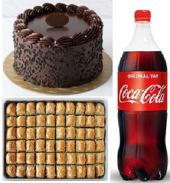 Klasik Çikolatalı Pasta 4-5 Kişilik 1 kg Baklava ve 1 L Cola Antalya pasta